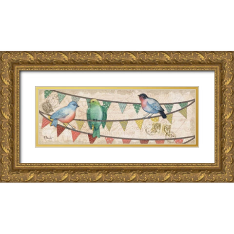 Fancy Flock Panel I Gold Ornate Wood Framed Art Print with Double Matting by Brent, Paul