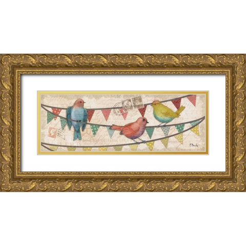 Fancy Flock Panel II Gold Ornate Wood Framed Art Print with Double Matting by Brent, Paul