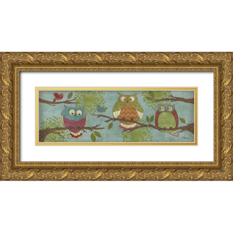 Fantasy Owls Family I Gold Ornate Wood Framed Art Print with Double Matting by Brent, Paul