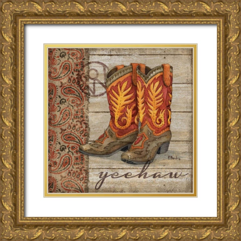 Wild West Boots I Gold Ornate Wood Framed Art Print with Double Matting by Brent, Paul