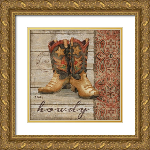 Wild West Boots II Gold Ornate Wood Framed Art Print with Double Matting by Brent, Paul