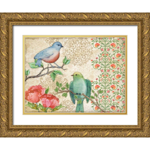 Blossoming Birds II Gold Ornate Wood Framed Art Print with Double Matting by Brent, Paul