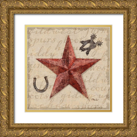Bandana Barn Star I Gold Ornate Wood Framed Art Print with Double Matting by Brent, Paul
