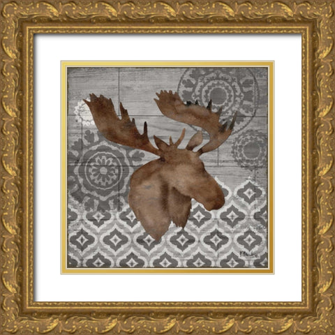 Woodland Ikat III Gold Ornate Wood Framed Art Print with Double Matting by Brent, Paul