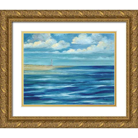 Summerset Lighthouse Gold Ornate Wood Framed Art Print with Double Matting by Brent, Paul