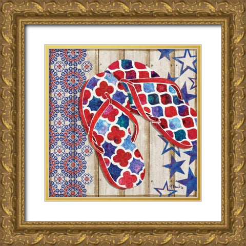 Patriotic Sarasota Sandals I Gold Ornate Wood Framed Art Print with Double Matting by Brent, Paul