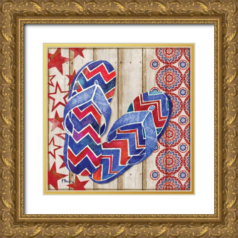 Patriotic Sarasota Sandals II Gold Ornate Wood Framed Art Print with Double Matting by Brent, Paul