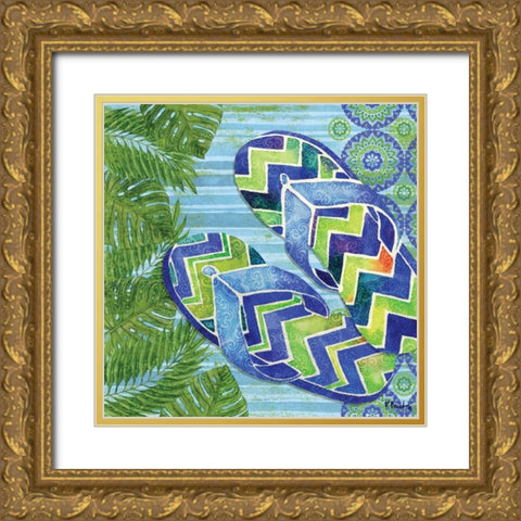 Blue Sarasota Sandals II Gold Ornate Wood Framed Art Print with Double Matting by Brent, Paul