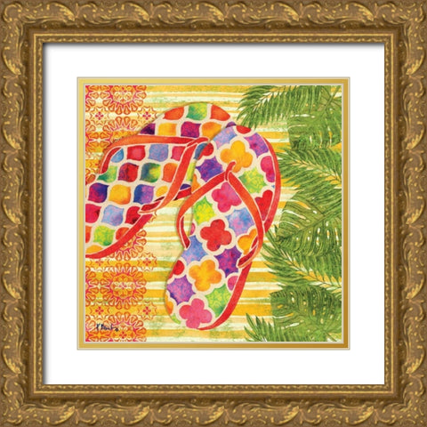 Red Sarasota Sandals I Gold Ornate Wood Framed Art Print with Double Matting by Brent, Paul