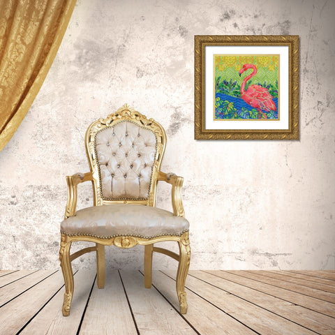 Flamingo Lagoon II Gold Ornate Wood Framed Art Print with Double Matting by Brent, Paul