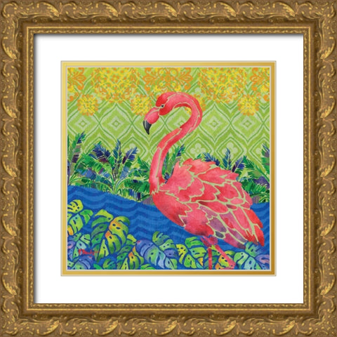Flamingo Lagoon II Gold Ornate Wood Framed Art Print with Double Matting by Brent, Paul