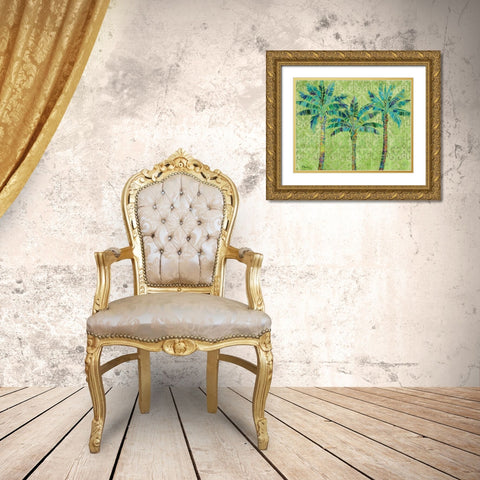 Paradise Palms Green Gold Ornate Wood Framed Art Print with Double Matting by Brent, Paul