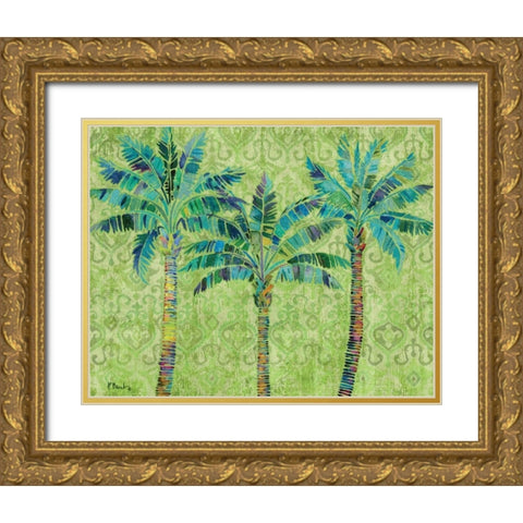 Paradise Palms Green Gold Ornate Wood Framed Art Print with Double Matting by Brent, Paul