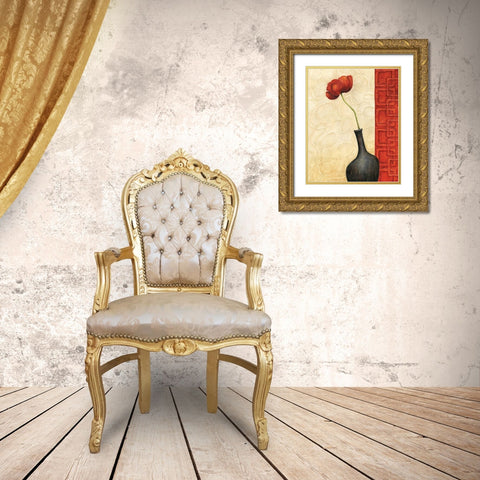 Rouge II Gold Ornate Wood Framed Art Print with Double Matting by Corbin, Delphine