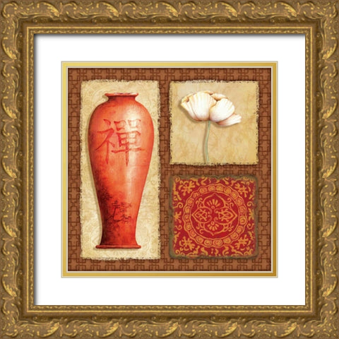Oriental Collage IV Gold Ornate Wood Framed Art Print with Double Matting by Corbin, Delphine