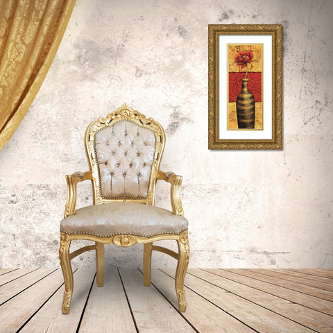 Fleur sur Tuiles II Gold Ornate Wood Framed Art Print with Double Matting by Corbin, Delphine
