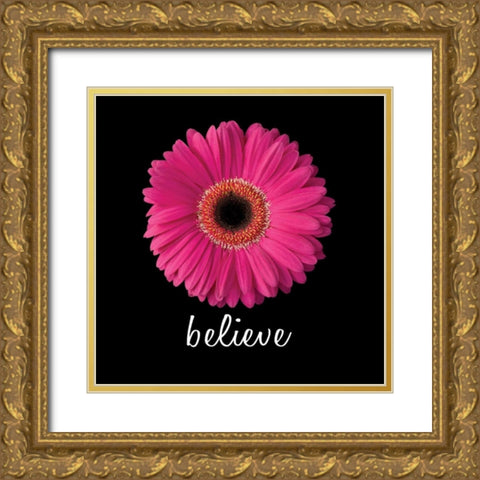 Believe Daisy Gold Ornate Wood Framed Art Print with Double Matting by Christensen, Jim