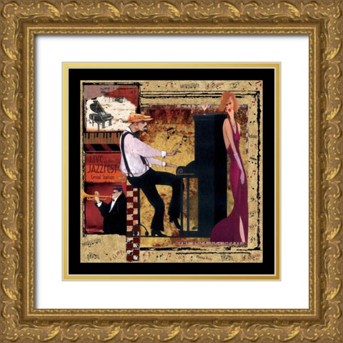 Jazz Piano Gold Ornate Wood Framed Art Print with Double Matting by CW Designs Inc.