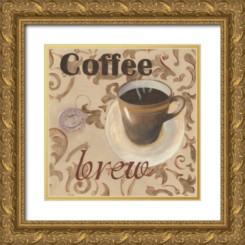 Coffee Brew Gold Ornate Wood Framed Art Print with Double Matting by Davis, Paige