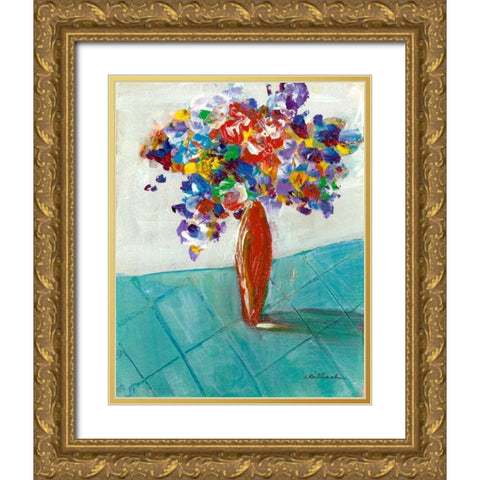 Red Vase Gold Ornate Wood Framed Art Print with Double Matting by Dilbeck, Nikki