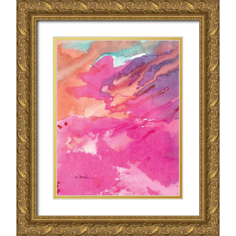 Pink Gold Ornate Wood Framed Art Print with Double Matting by Dilbeck, Nikki