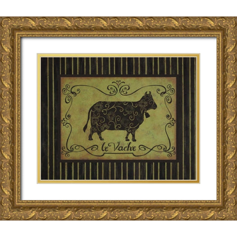 la Vache Gold Ornate Wood Framed Art Print with Double Matting by Devereux, Sophie