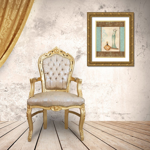 Aqua Fashion II Gold Ornate Wood Framed Art Print with Double Matting by Devereux, Sophie