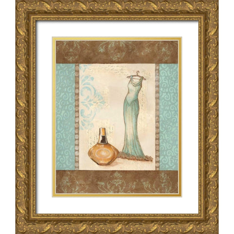 Aqua Fashion II Gold Ornate Wood Framed Art Print with Double Matting by Devereux, Sophie