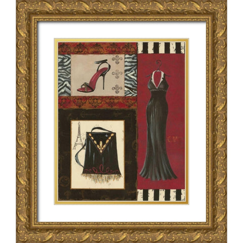 Fashion Collage II Gold Ornate Wood Framed Art Print with Double Matting by Devereux, Sophie