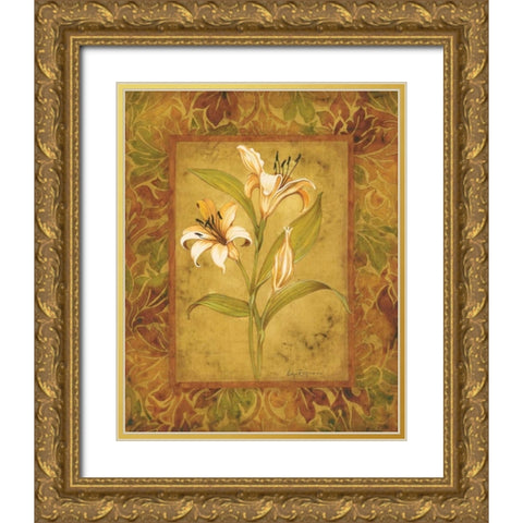 Garden Lilies I Gold Ornate Wood Framed Art Print with Double Matting by Engman, Allyn