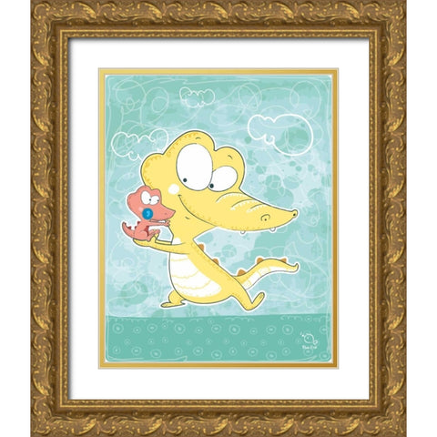 Kuchi-koo Gold Ornate Wood Framed Art Print with Double Matting by Blue Fish