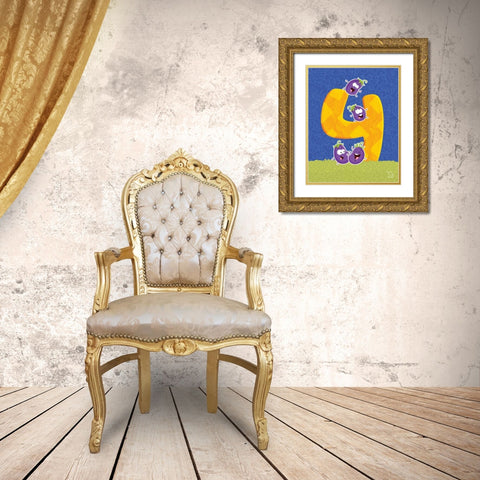 Brinjy 4 Gold Ornate Wood Framed Art Print with Double Matting by Blue Fish