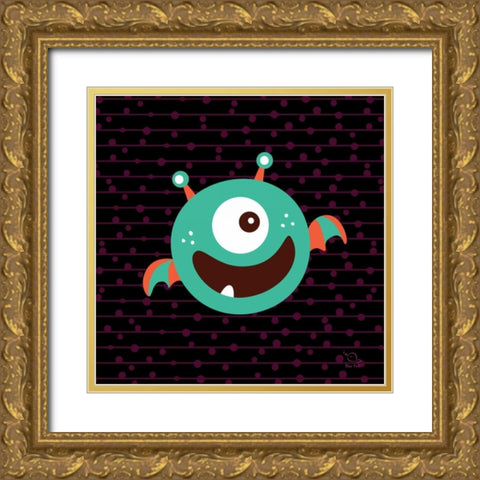 Bouncy Gold Ornate Wood Framed Art Print with Double Matting by Blue Fish