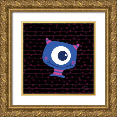 Smiley Gold Ornate Wood Framed Art Print with Double Matting by Blue Fish