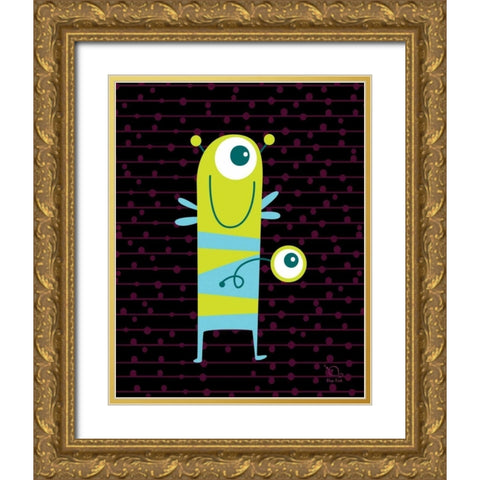 Stripy Gold Ornate Wood Framed Art Print with Double Matting by Blue Fish