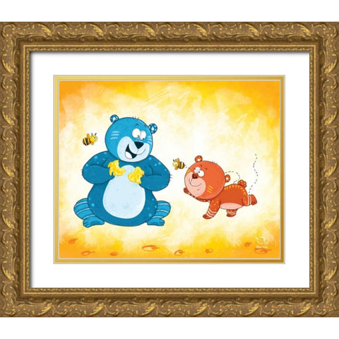 Honey Boo Gold Ornate Wood Framed Art Print with Double Matting by Blue Fish