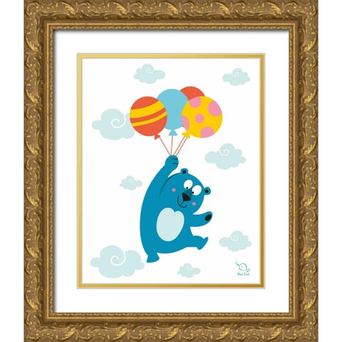 Ballooony Boo Gold Ornate Wood Framed Art Print with Double Matting by Blue Fish