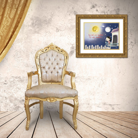 Sun, Moon, Stars Gold Ornate Wood Framed Art Print with Double Matting by Blue Fish