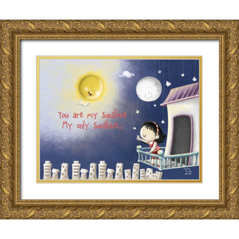 Sun, Moon, Stars Gold Ornate Wood Framed Art Print with Double Matting by Blue Fish
