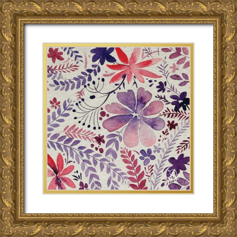 Flowery Dreams I Gold Ornate Wood Framed Art Print with Double Matting by Blue Fish