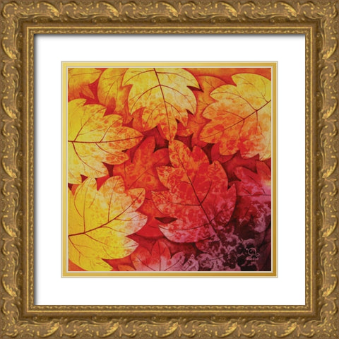 Autumn Hues I Gold Ornate Wood Framed Art Print with Double Matting by Blue Fish