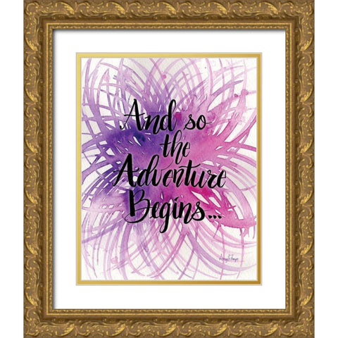 Adventure Begins Gold Ornate Wood Framed Art Print with Double Matting by Frazer, Amy