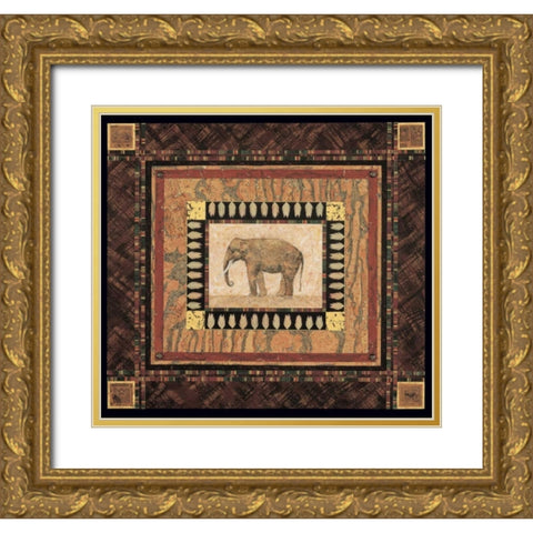 Elephant Gold Ornate Wood Framed Art Print with Double Matting by Gladding, Pamela