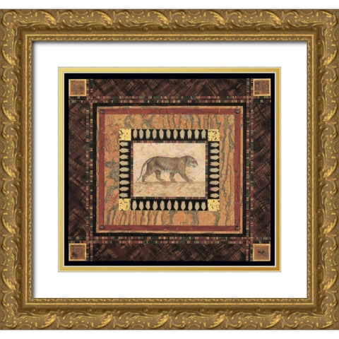 Tiger Gold Ornate Wood Framed Art Print with Double Matting by Gladding, Pamela