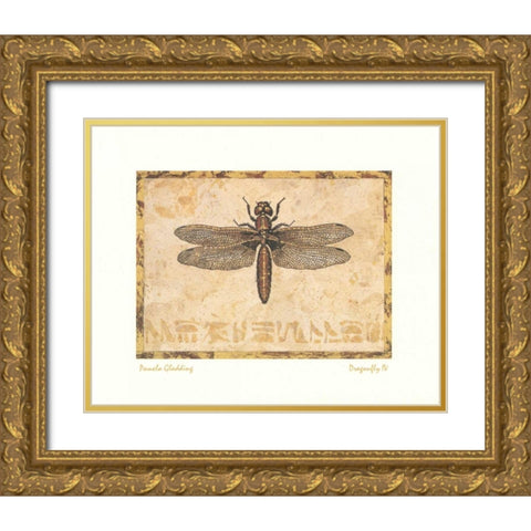 Dragonfly IV Gold Ornate Wood Framed Art Print with Double Matting by Gladding, Pamela