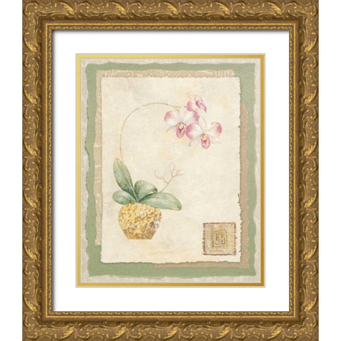 Orchid I Gold Ornate Wood Framed Art Print with Double Matting by Gladding, Pamela