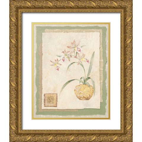 Orchid II Gold Ornate Wood Framed Art Print with Double Matting by Gladding, Pamela