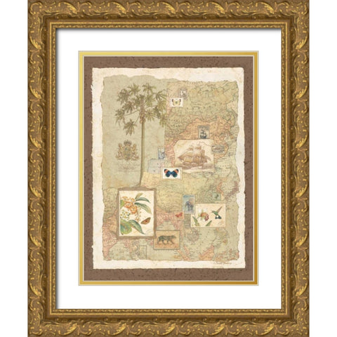 Exotic Shores I Gold Ornate Wood Framed Art Print with Double Matting by Gladding, Pamela