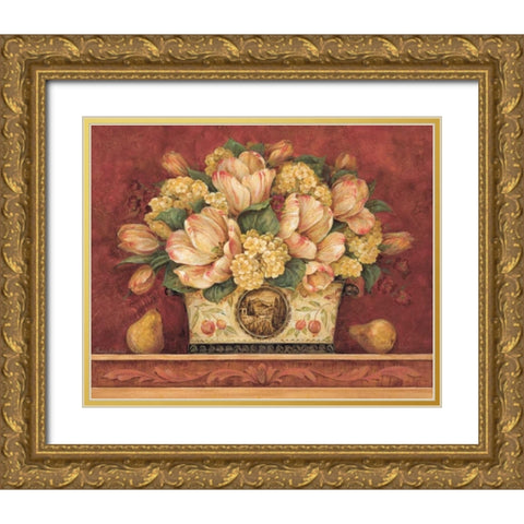 Tulip Tapestry Gold Ornate Wood Framed Art Print with Double Matting by Gladding, Pamela