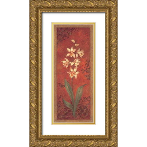 Cymbidium Gold Ornate Wood Framed Art Print with Double Matting by Gladding, Pamela